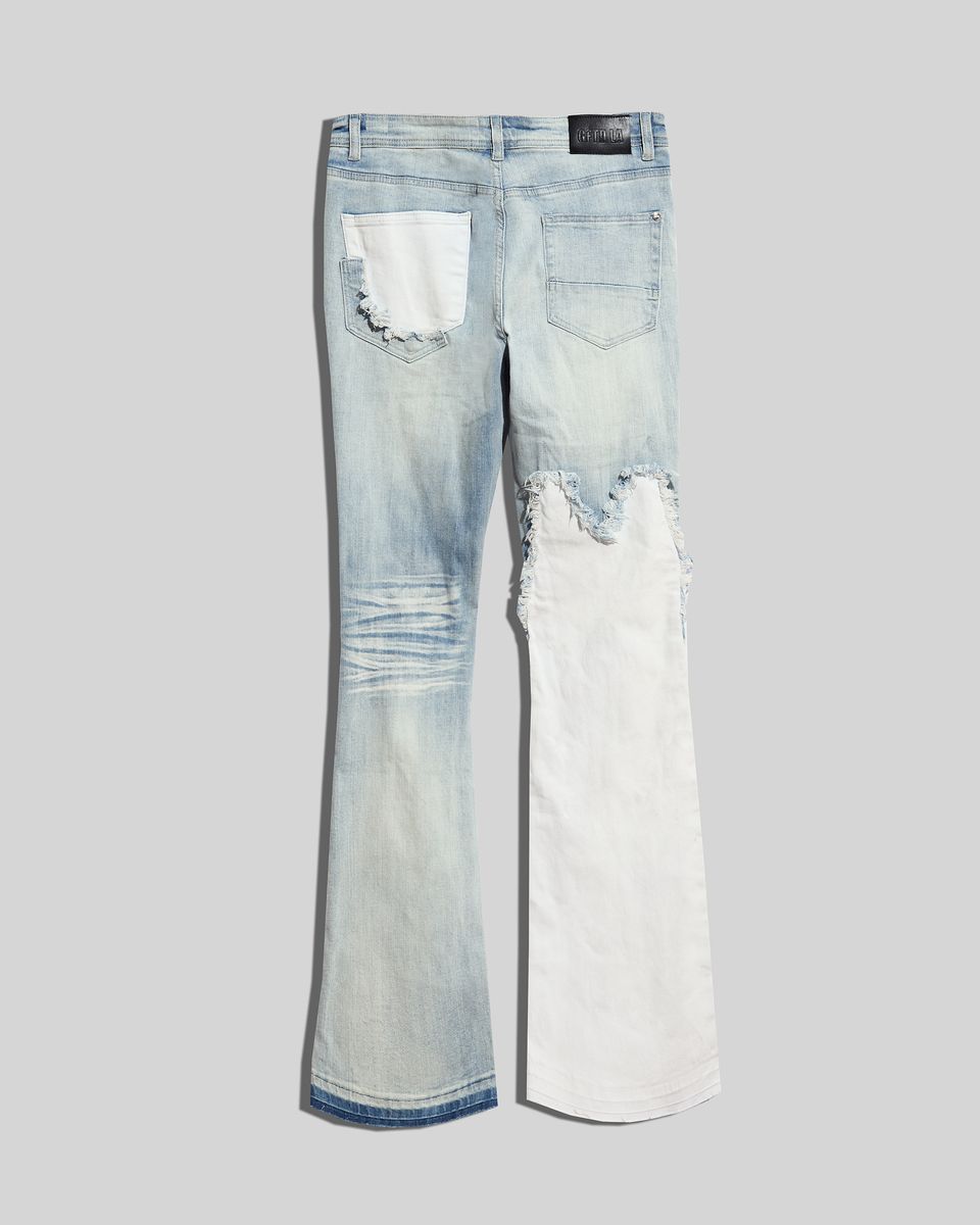 Gftd Scatter Light Wash Flare Stacked Jeans