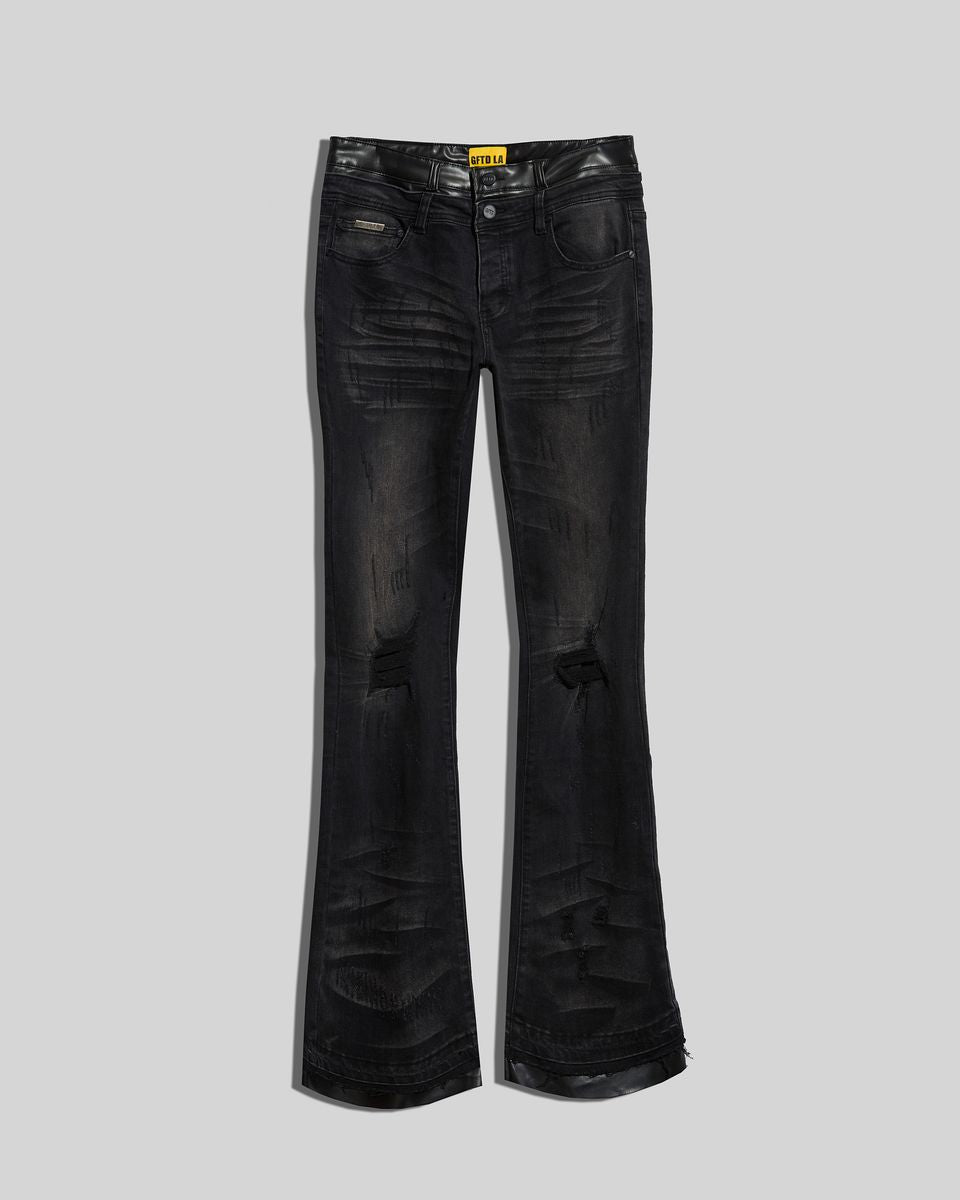 Gftd Serge  Black Flare Stacked Jeans