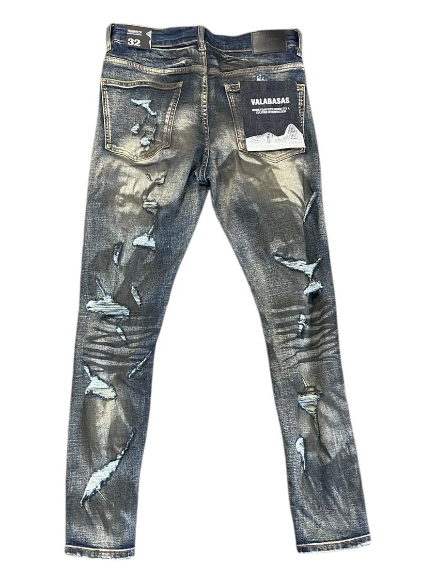 Valabasas "Shatter " Dark Washed Blue Skinny Jeans (VLBSSK014)