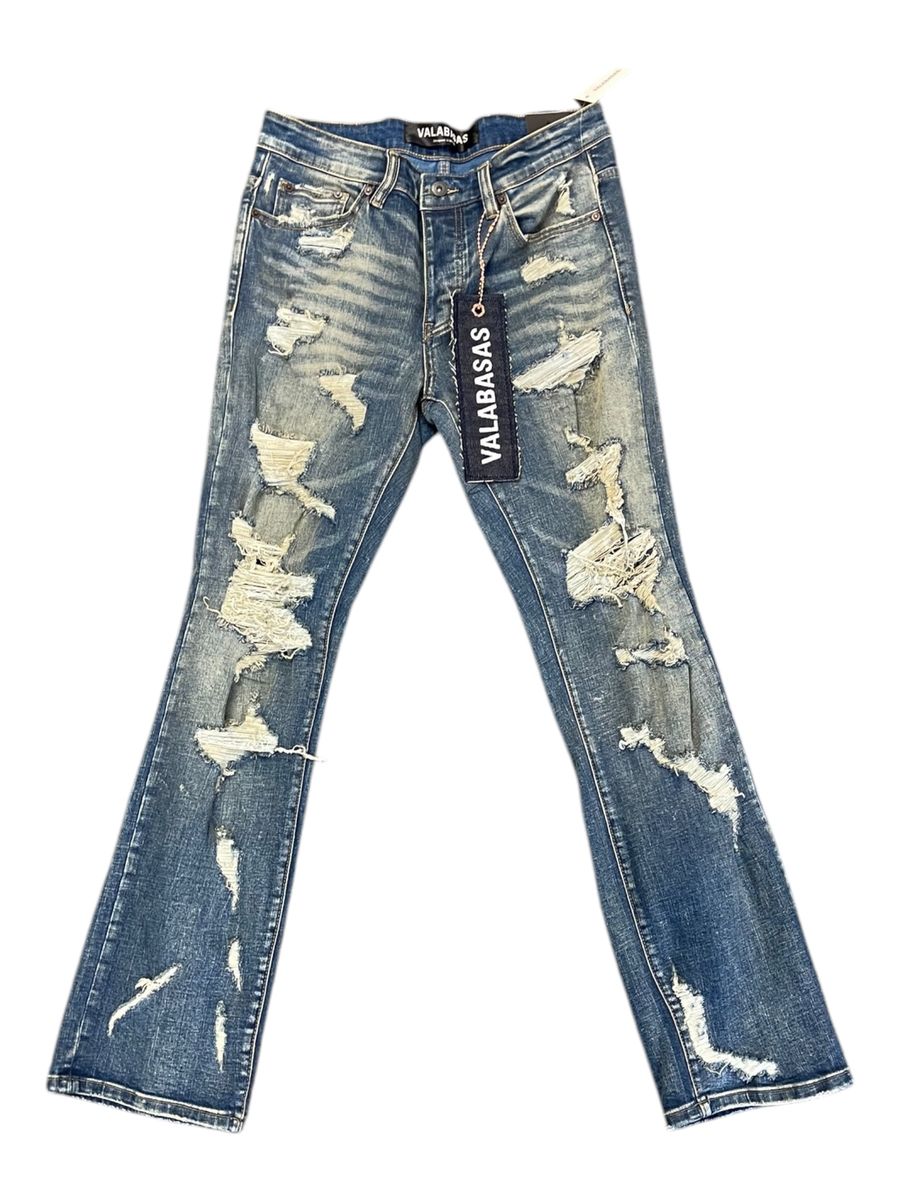 Valabasas "Thrashed" Vintage Wash Blue Straight jeans (VLBSSR002)