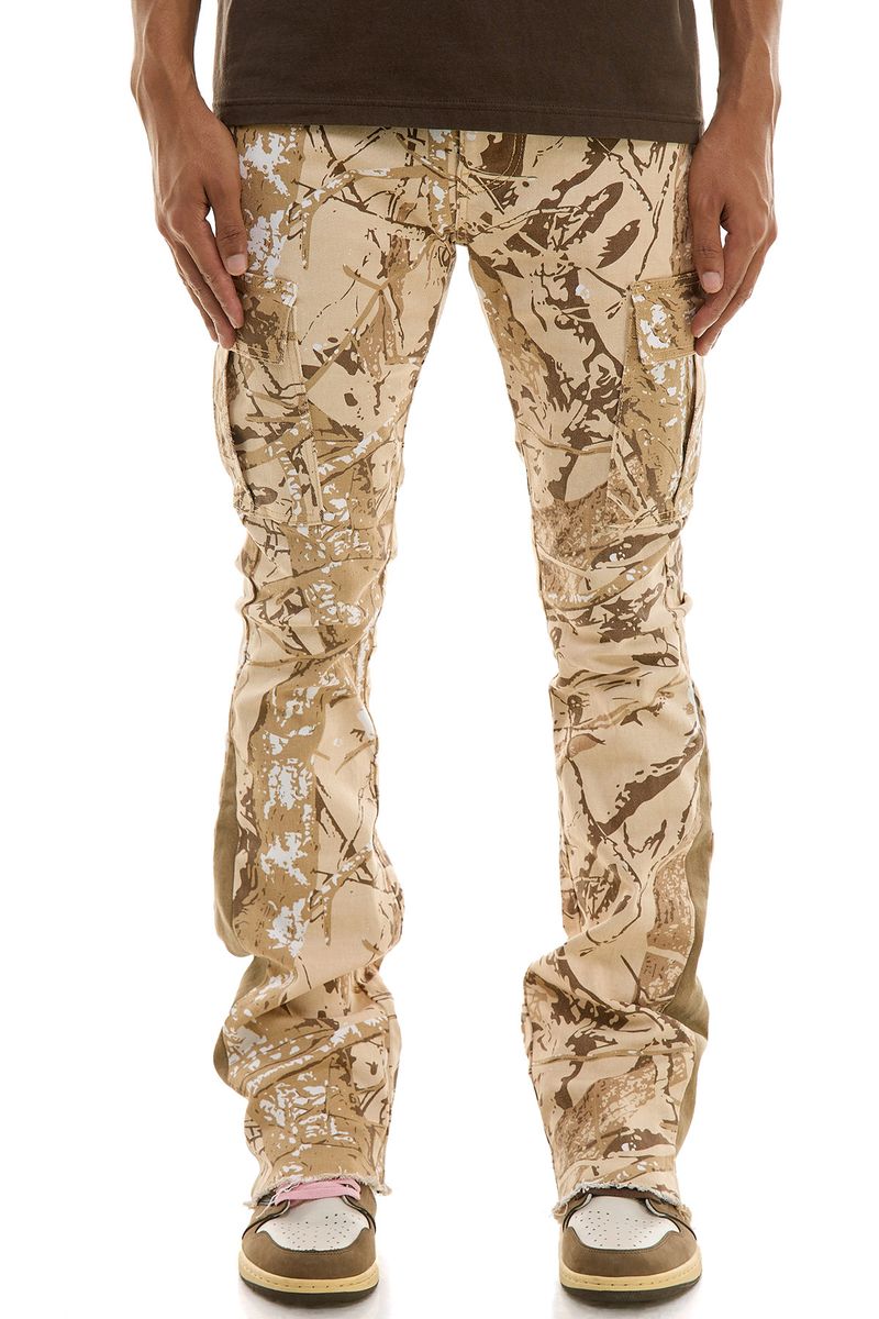 Kdnk Hunting Camo Cargo Flare Stacked Jeans