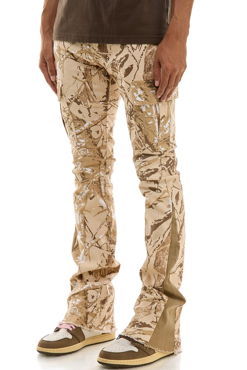 Kdnk Hunting Camo Cargo Flare Stacked Jeans