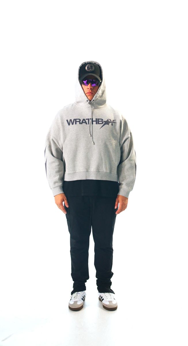 Wrathboy Death Glory Cropped Hoodie Grey
