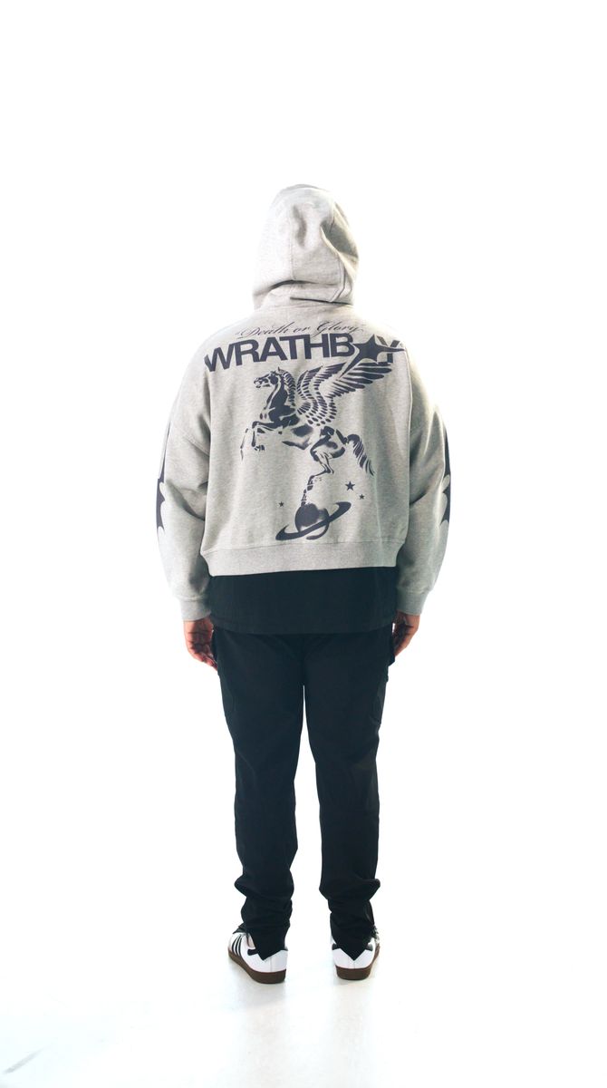 Wrathboy Death Glory Cropped Hoodie Grey