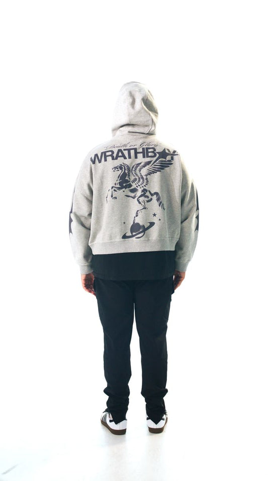 Wrathboy Death Glory Cropped Hoodie Grey