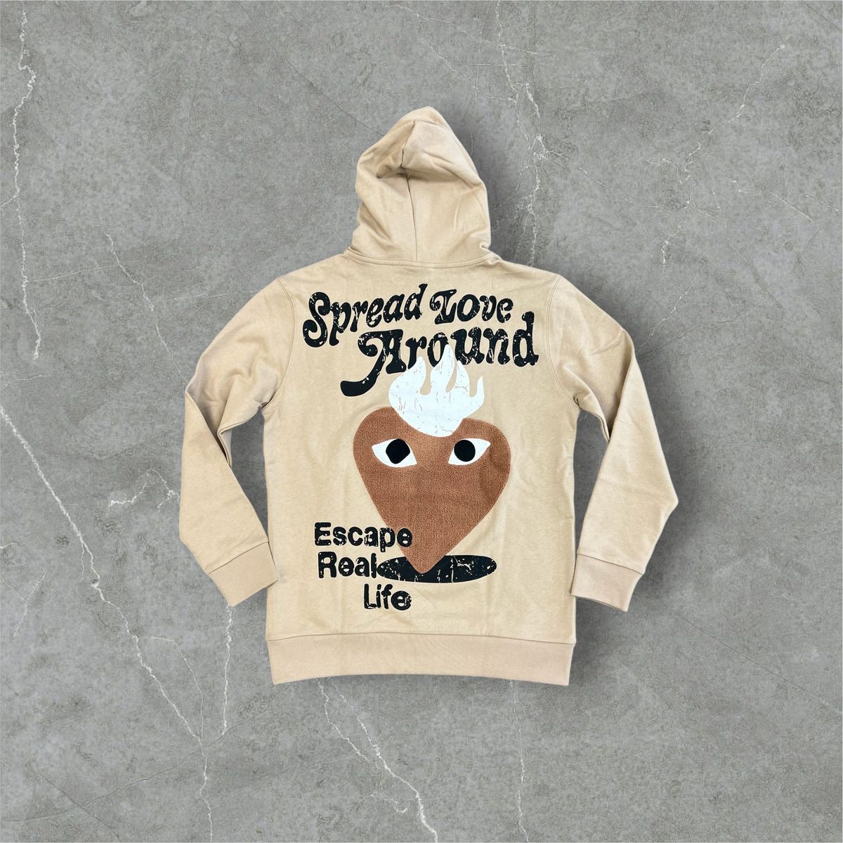 Reelistik Spread Love Around Tan Brown Hoodie