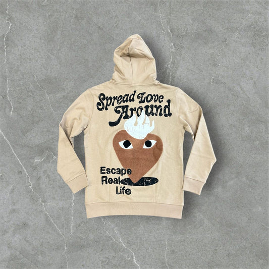 Reelistik Spread Love Around Tan Brown Hoodie