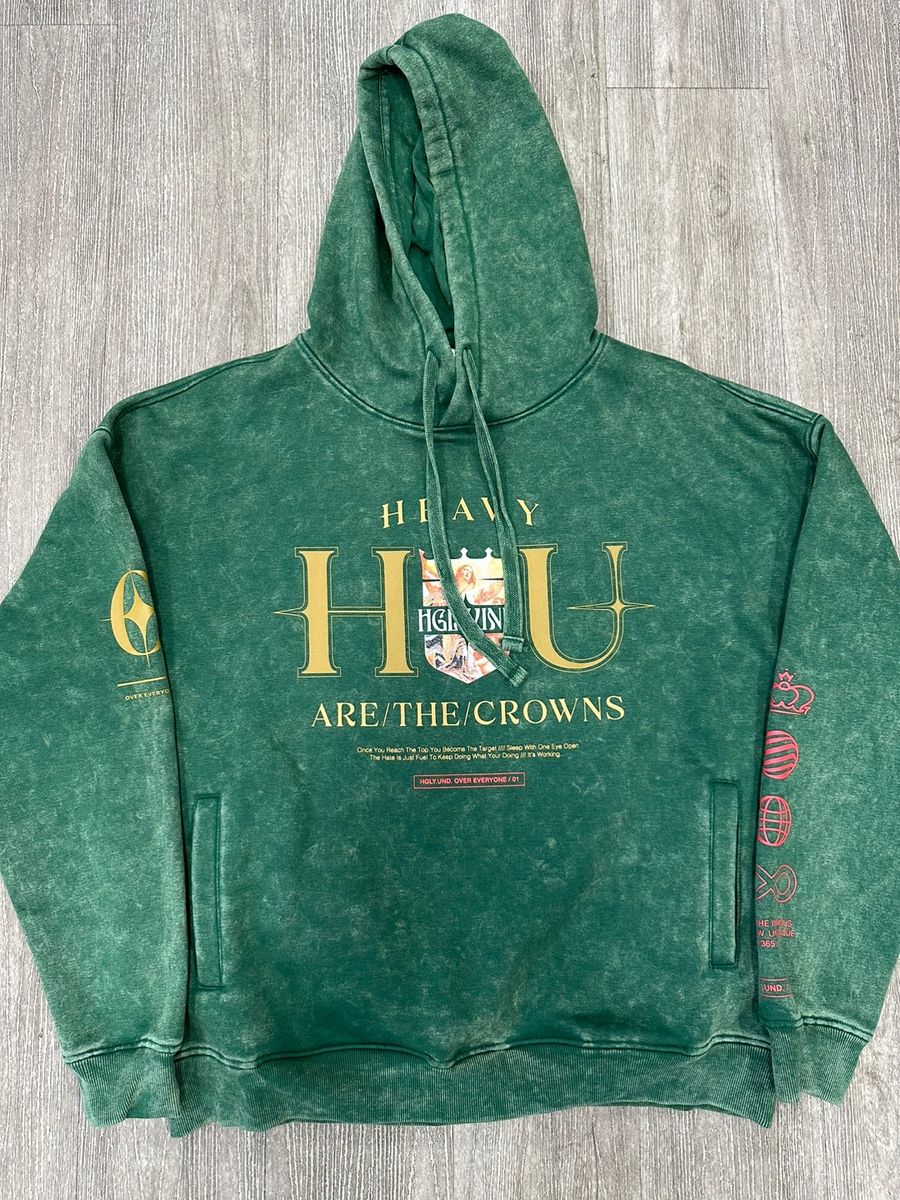 Highly Undrtd Heavy Wash Green Hoodie