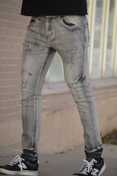 Dnm Story Skinny Denim Grey Ripped (007)