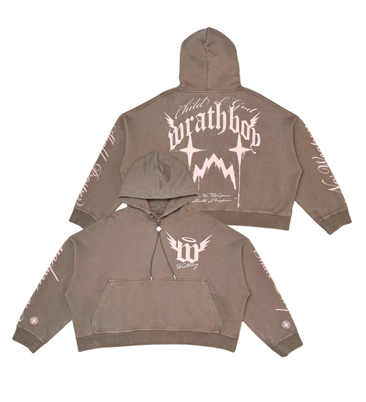 Wrathboy Child Of God Cropped Hoodie Mocha