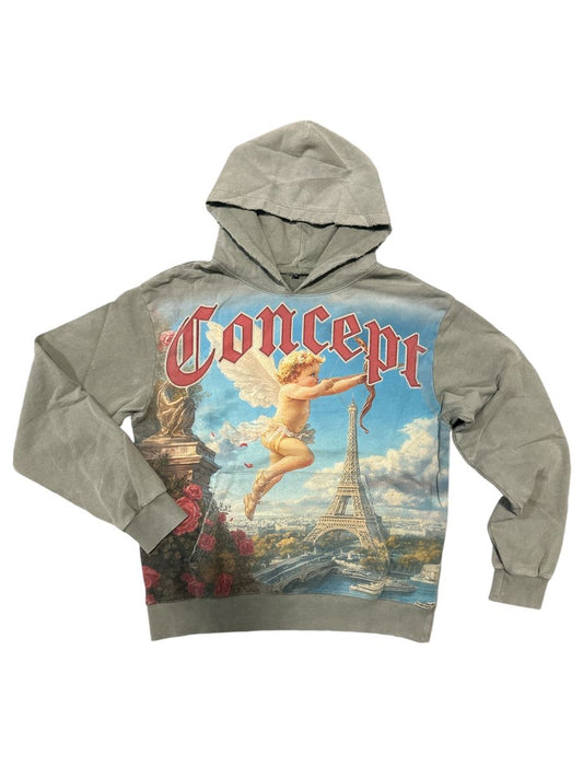 Concept "Angel" Lt Olive Wash Hoodie