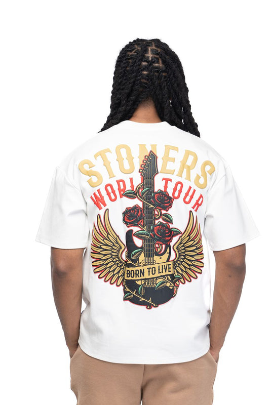 Stoner Guitar  Rose Vintage White T-Shirt