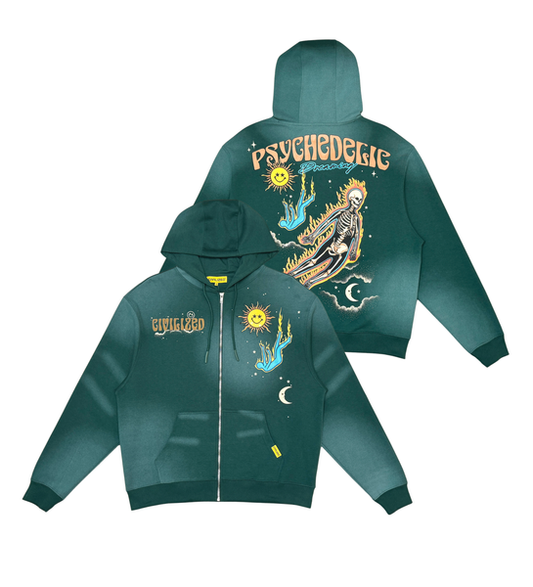 Civilized Pine Green Zip Up Hoodie