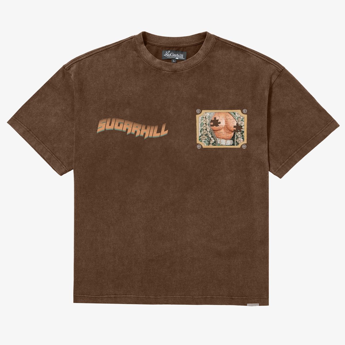 Sugarhill "JIGSAW" T-SHIRT (BROWN VINTAGE) (SH25-SUM2-24)