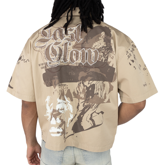 Smoke Rise  Oversized Crop look Twill Button Down