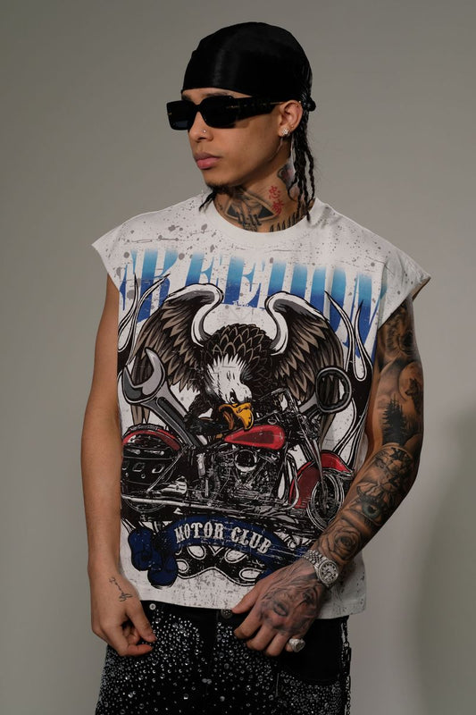 Eleve FREEDOM MOTOR CLUB SLEEVELESS TEE (EV8031-LGY)