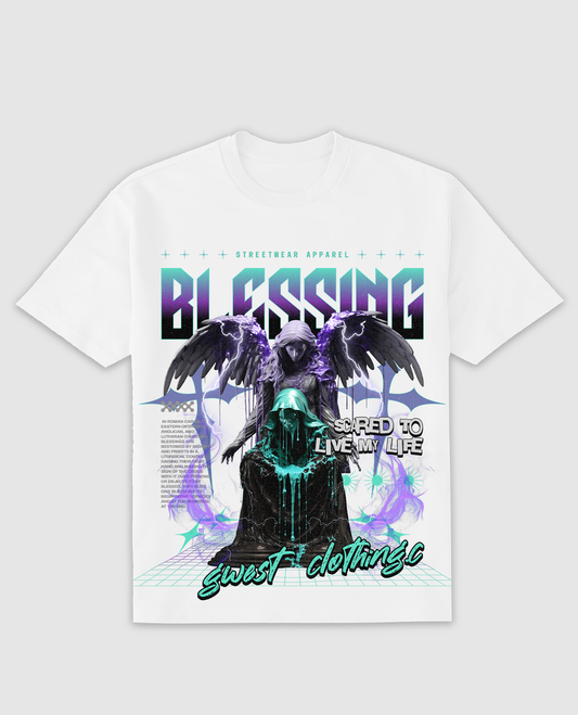 G WEST BLESSING TEE WHITE/PURPLE