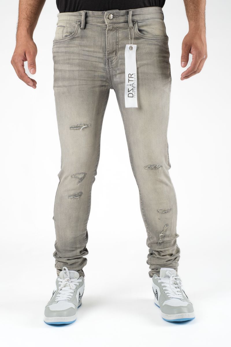 Disaster Super Stretch Denim - Slim Fit -  Grey Rips 406