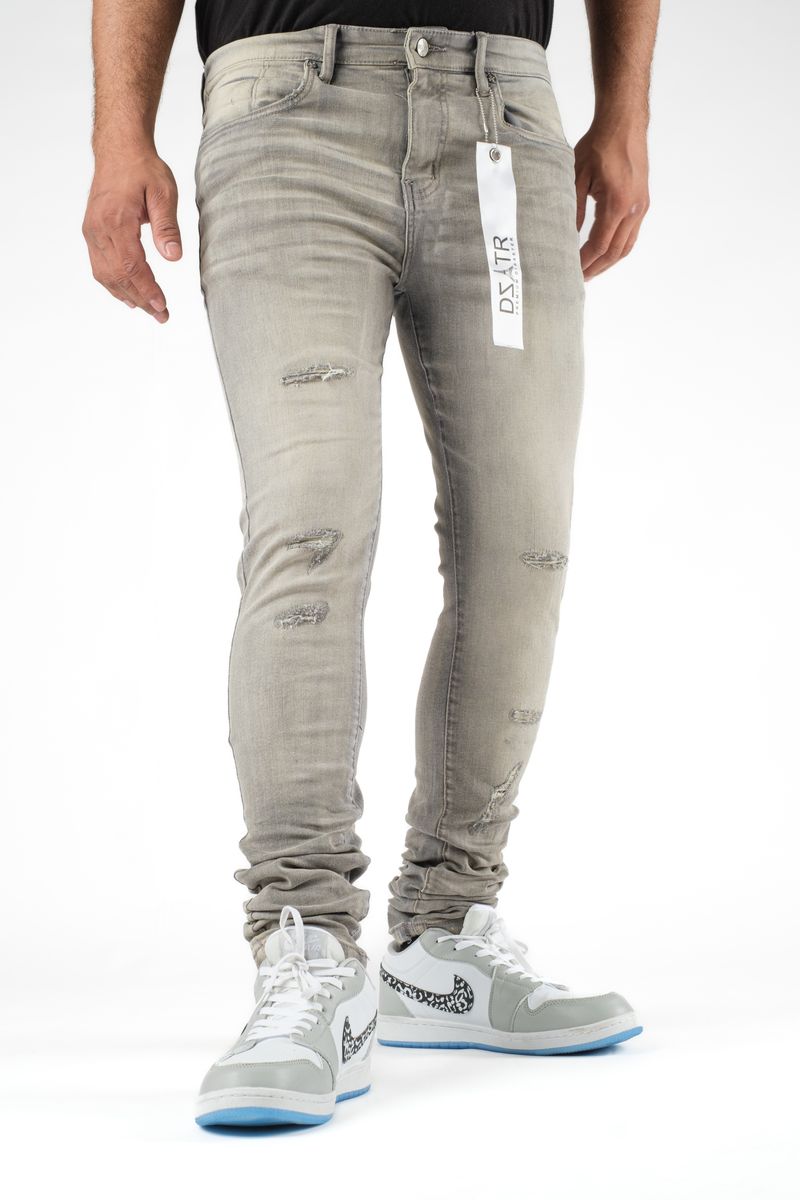 Disaster Super Stretch Denim - Slim Fit -  Grey Rips 406