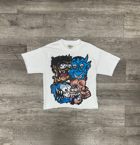 Bkys Monster Cropped White T-Shirt
