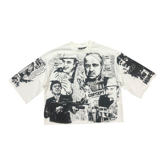 Concept  "Scared $ Crop" White T-Shirt