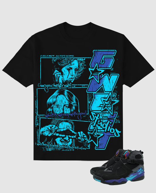 G WEST CAN YOU HELP ME TEE BLACK/BLUE
