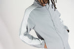 Rebel Minds Grey / White Stripe Nylon Windbreaker Jacket