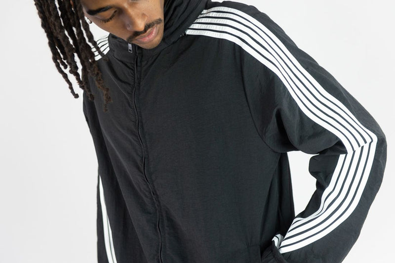 Rebel Minds Black / White Stripe Nylon Windbreaker Jacket