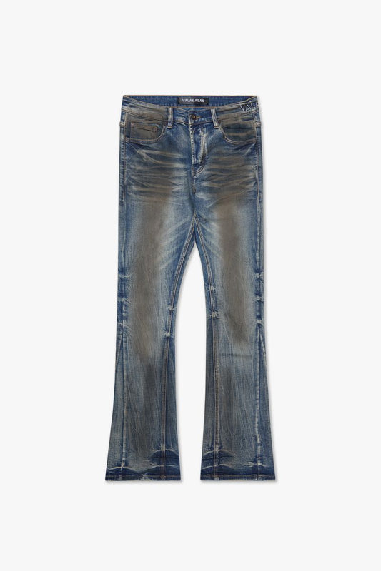 Valabasas Fax Dirty Blue Flare Stacked Denim