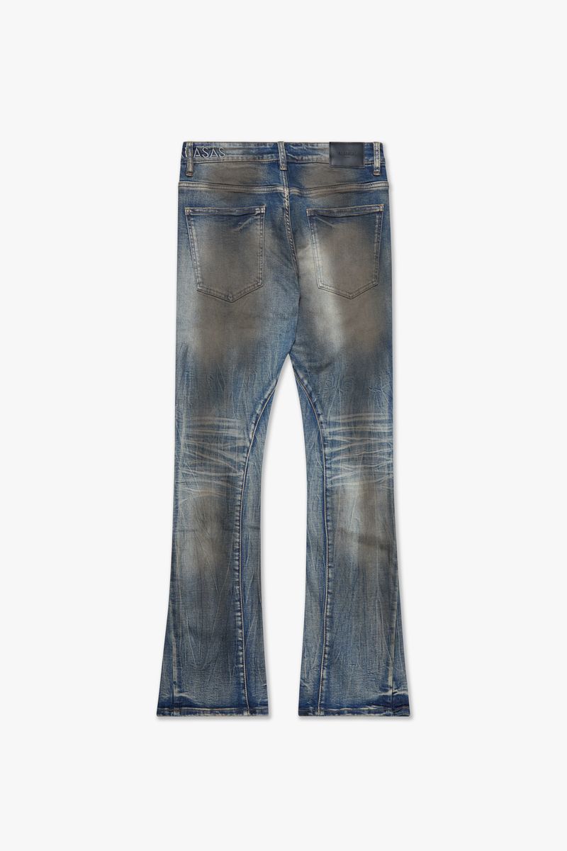 Valabasas Fax Dirty Blue Flare Stacked Denim