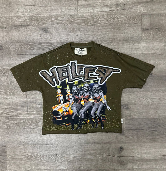Bkys Hellfest Cropped Olive T-Shirt