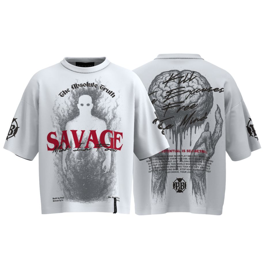 Point Blank Savage T-Shirt w/ Print Detail White T-Shirts