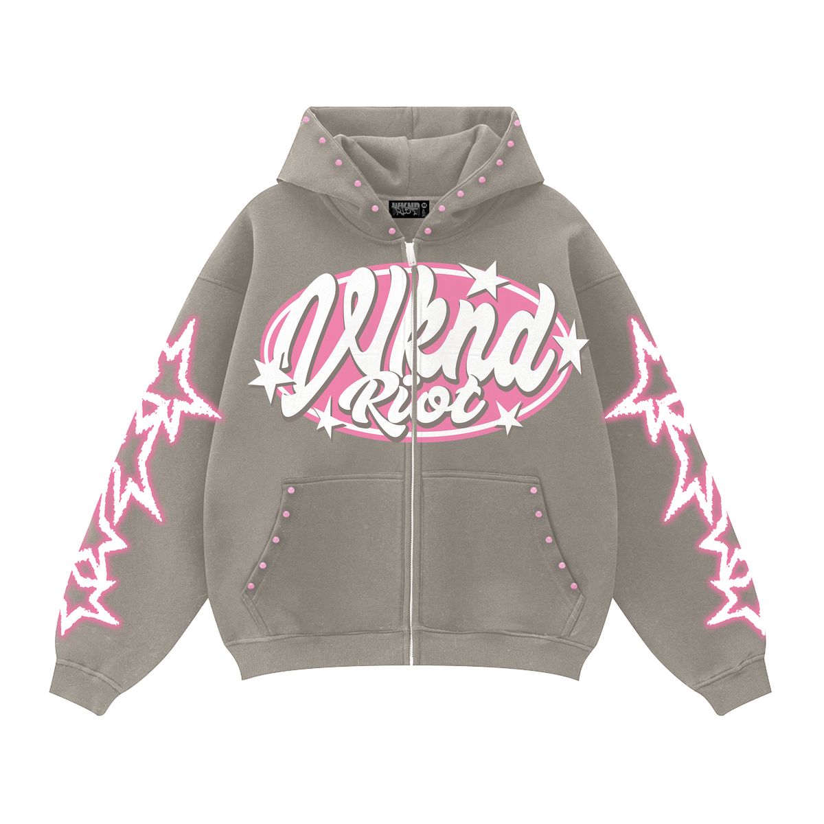 Wkdnriot High Fashion Pink Rhinestones Hoodie