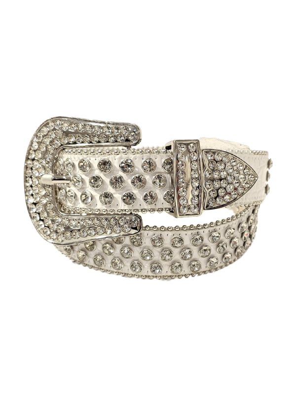 Men's Rhinestones Belt White
