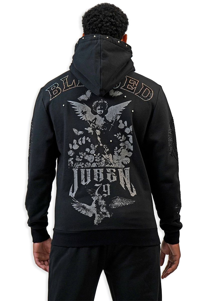 Juren Stairway To Heavan Os Zipper Black Hoodie