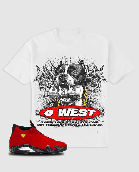 G WEST BARKIN BUCKS TEE WHITE/RED