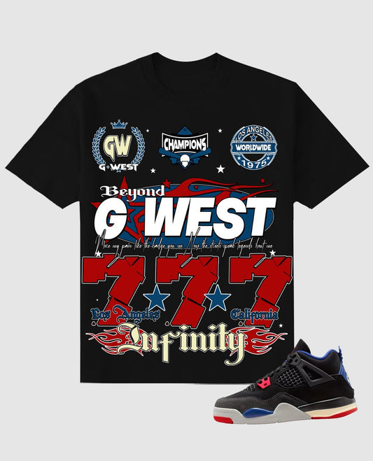 G WEST 777 TEE BLACK/BLUE/RED