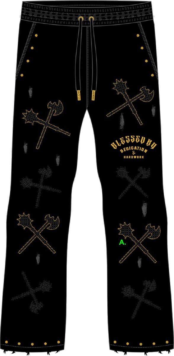 Juren Dedication & Hardwork Black/Gold Sweat Pants