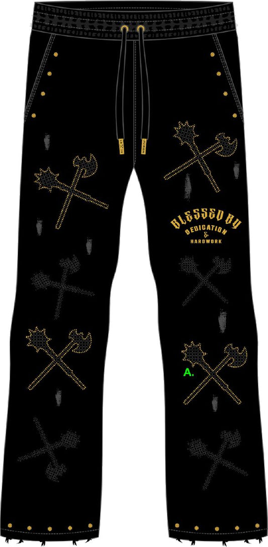 Juren Dedication & Hardwork Black/Gold Sweat Pants