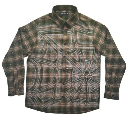 Silnt Chptrs "Cosmos" Olive Rhinestone Button Down