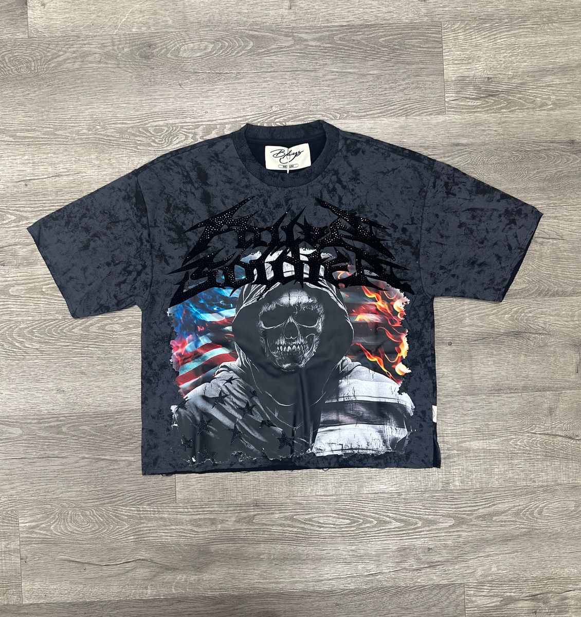 Bkys Fallen Soldier  Cropped Wash Black T-Shirt