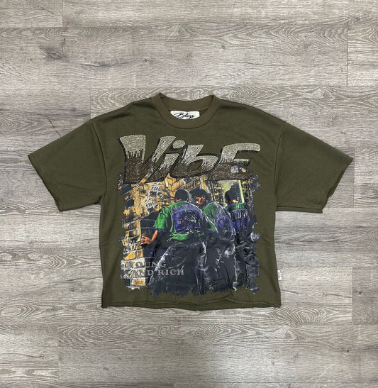 Bkys Vibe Cropped  Olive T-Shirt