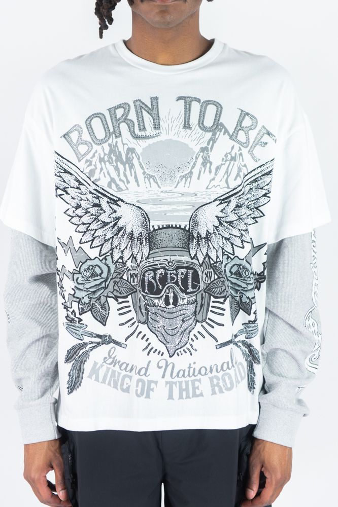 Rebel Minds Born To Be Twofer White Long Sleeve