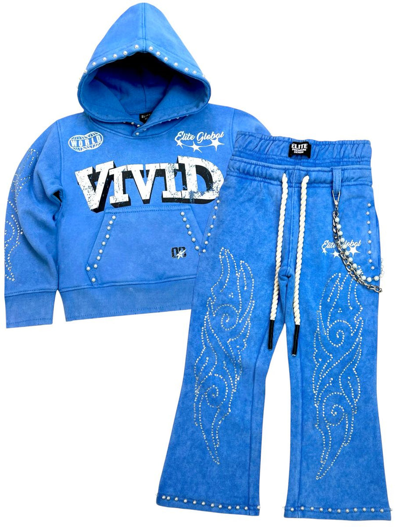Elite Premium Vivid Premium Heavy GSM Kids Blue Track Set