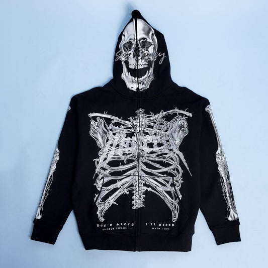 Hasta Muerte T2 Skull - Zip Hoodie "Black"