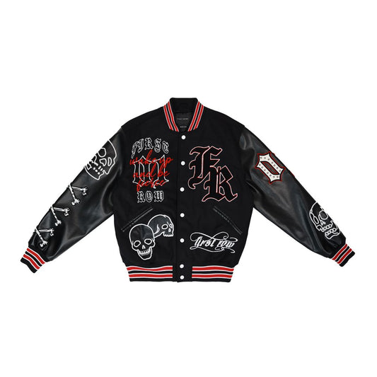 First Row WAKE UP AND BE FIERCE VARSITY BLACK JACKET
