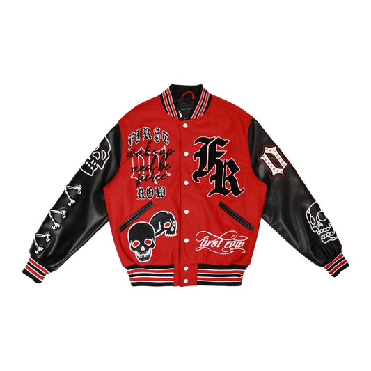 First Row WAKE UP AND BE FIERCE VARSITY RED JACKET