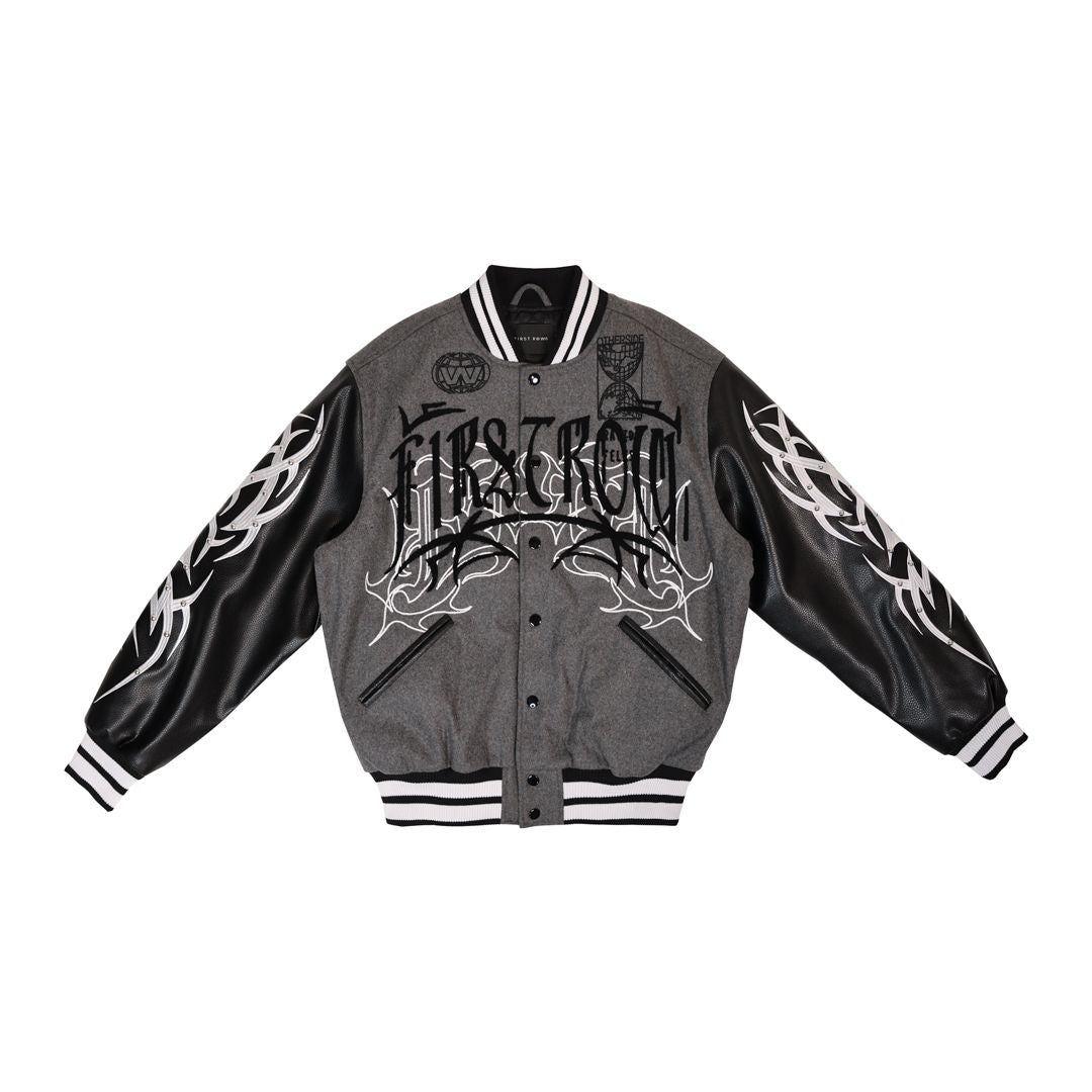 First Row Y2K TRIBAL VARSITY JACKET