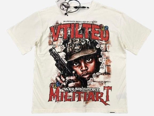 VTILTED "WAR" TEE CREAM