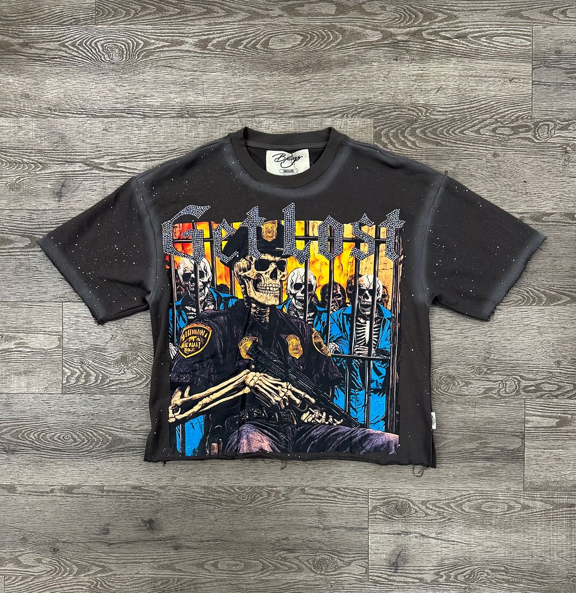 Bkys Get Lost  Charcoal Grey Cropped T-Shirt